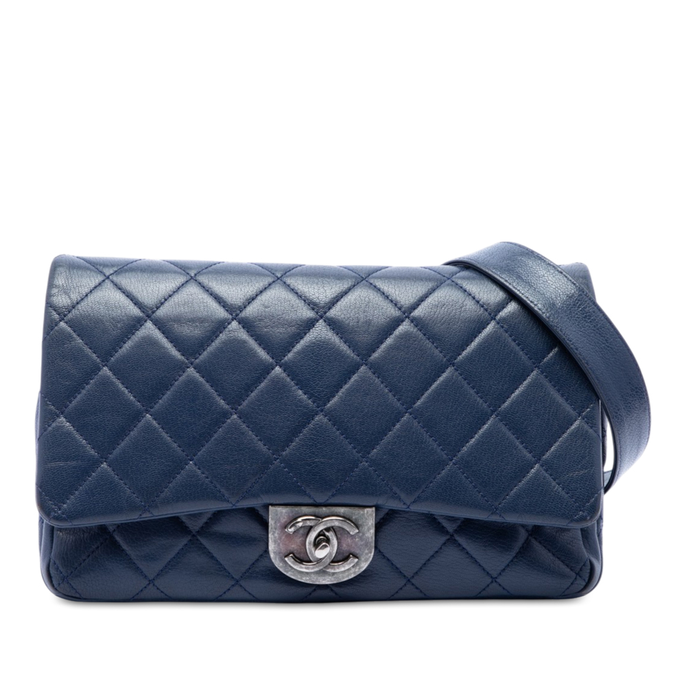 Pre-Loved Chanel Large Quilted Goatskin Double Carry Waist Chain Flap